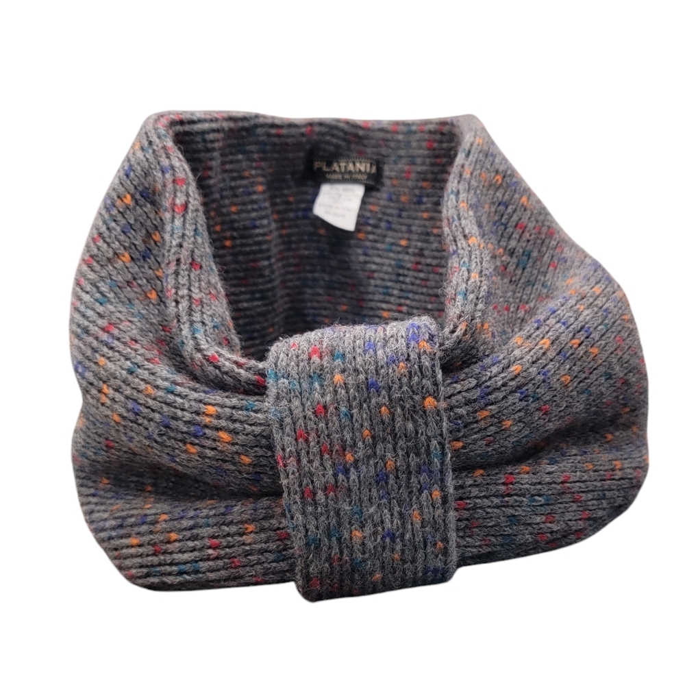 Platania Wool Speckled Cowl Scarf Gray Infinity Scarf Cowl Neck Muffler - Picture 3 of 15